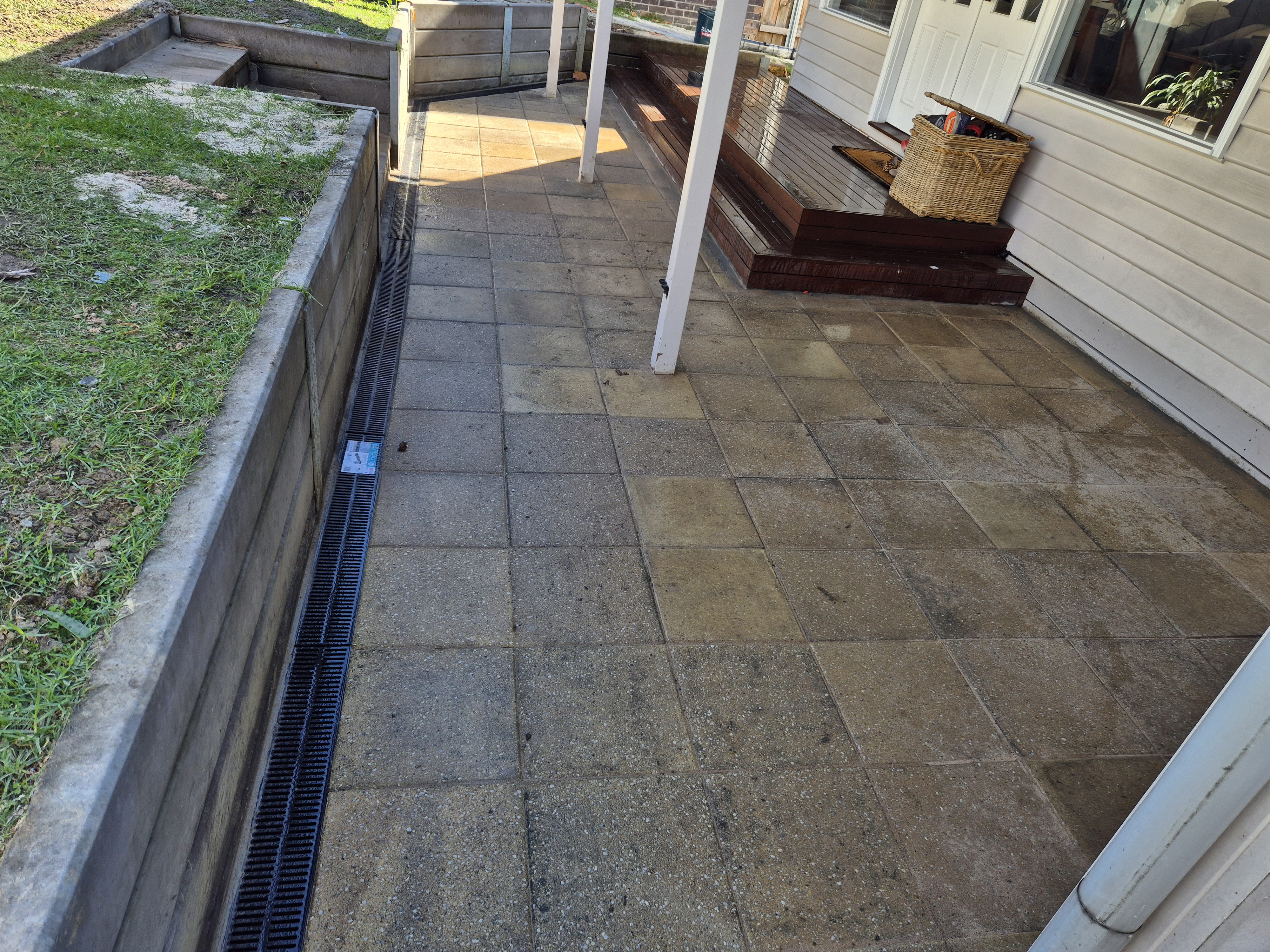 Concrete paver patio with integrated drainage channel, Melbourne