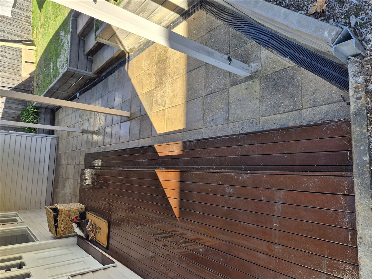 Timber deck and paved patio with drainage, Notting Hill