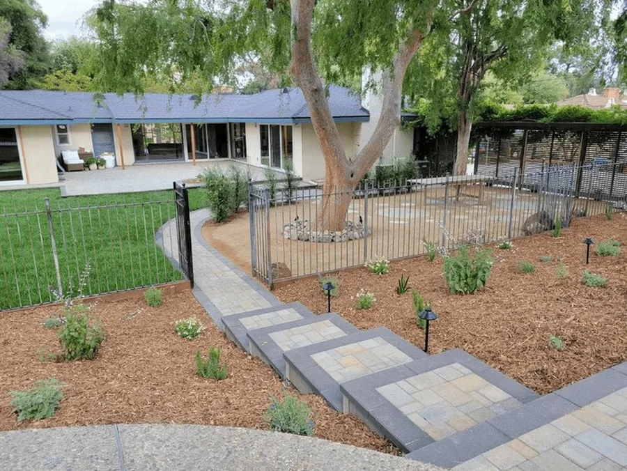 Paver garden path with landscaping