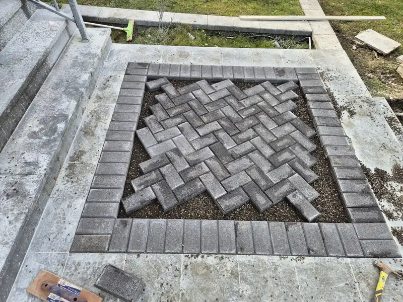 Charcoal herringbone pavers