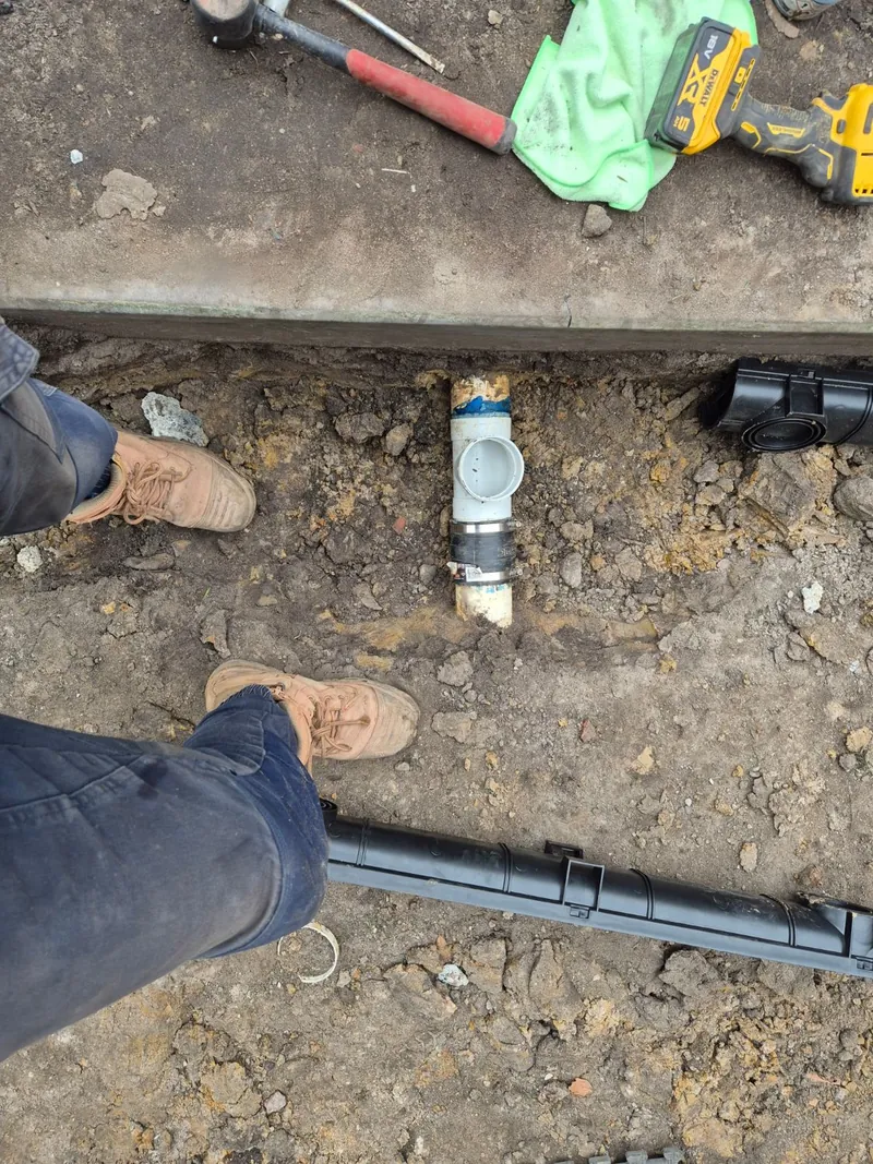 Outlet pipework for the new strip drain — Antonio PrimeScape Construction, Melbourne