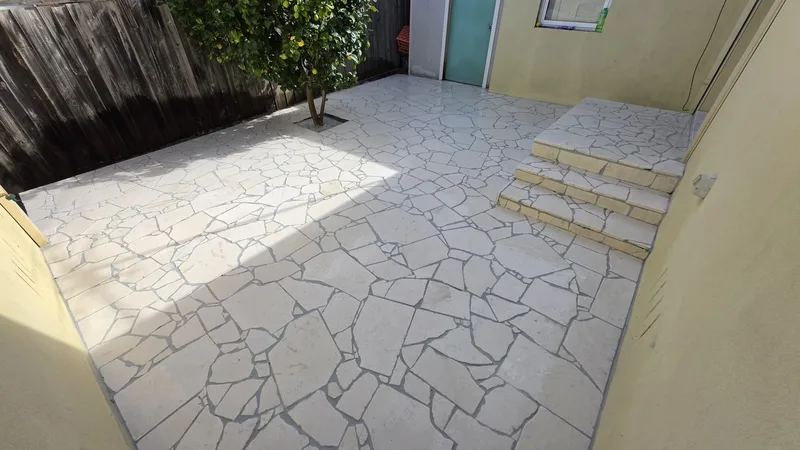 Limestone crazy paving courtyard