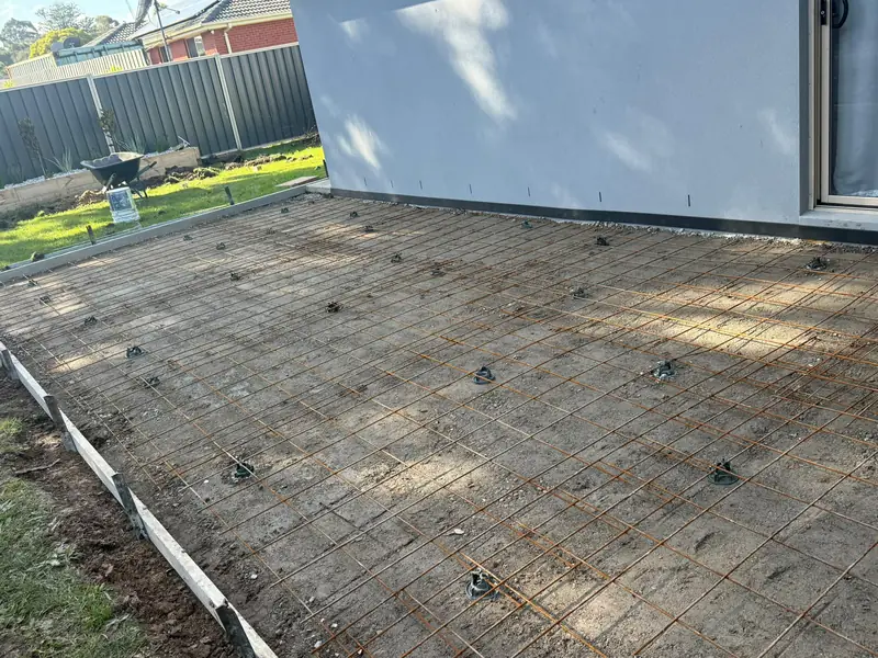 Reinforcement mesh before a concrete pour