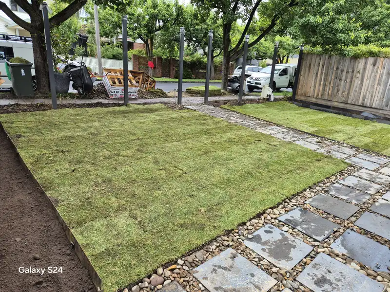 Stepping-stone path set into turf