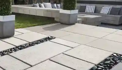 Flagstone crazy paving winding path