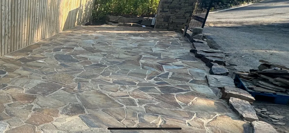 Crazy paving Melbourne sandstone driveway Antonio PrimeScape