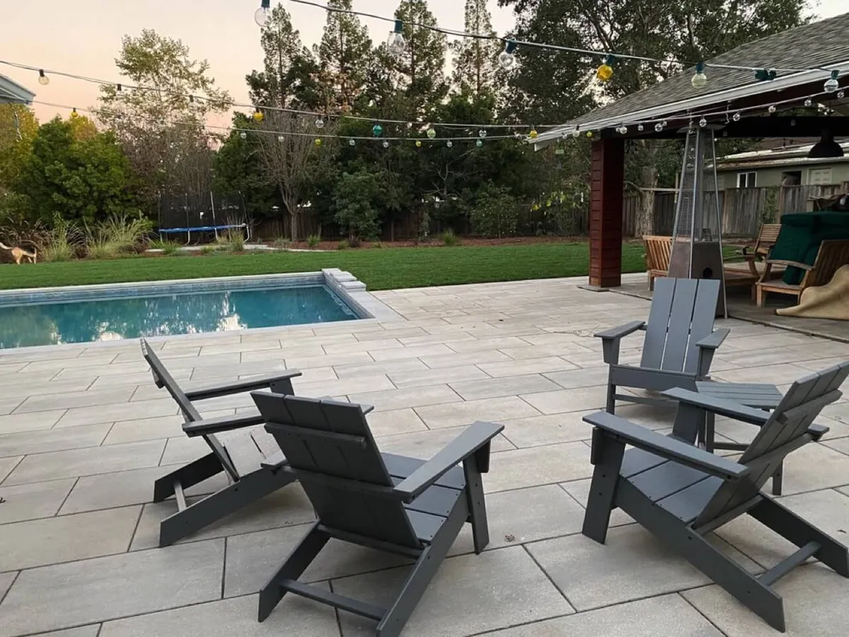 Pool paving large format pavers surround outdoor Melbourne by Antonio PrimeScape Construction