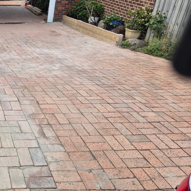 Large brick herringbone paved driveway — Antonio PrimeScape Construction