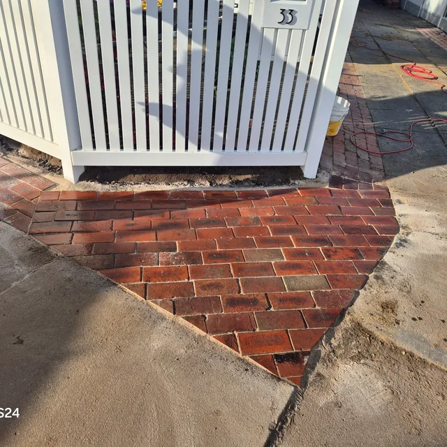 Brick herringbone path paving, Springvale — Antonio PrimeScape Construction