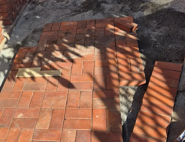 Brick herringbone patio paving, Clayton — Antonio PrimeScape Construction